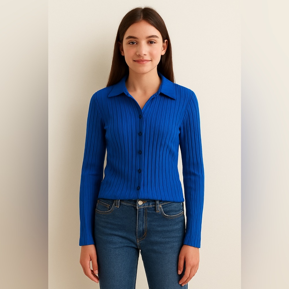 PrettyLittleThing Royal Blue Ribbed Top - Picture 2 of 4